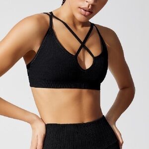 NWT NUX Triple Threat Yoga Sports Bra In Astral Aura Blue, Sz Large